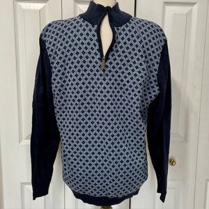 Tasso Elba Navy and Gray Cotton Sweater